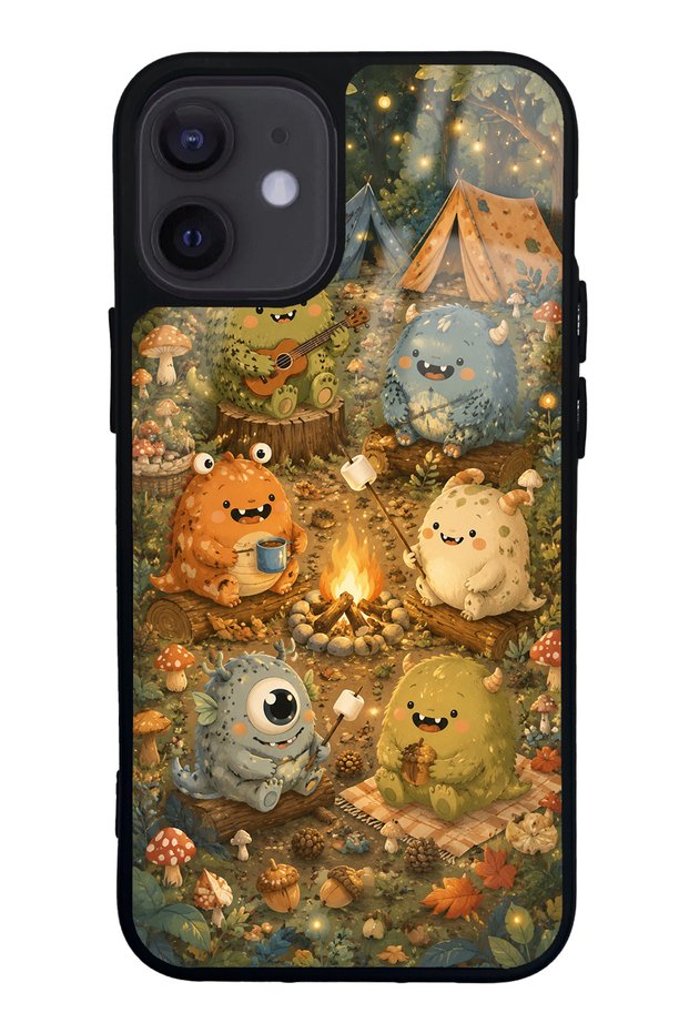 حافظة هاتف لامعة بتصميم Forest Friends Camp لهاتف iPhone 12 Mini