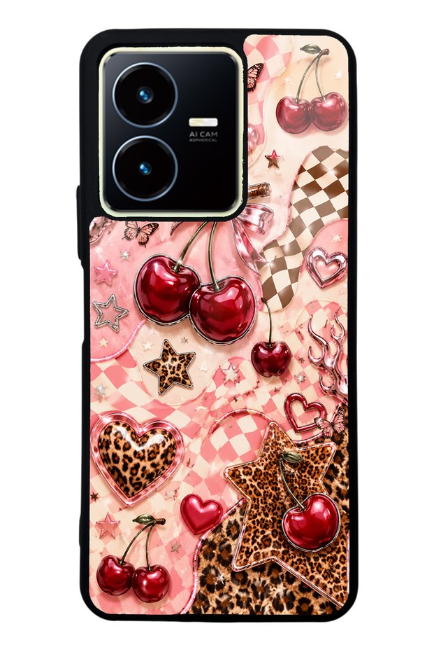 Vivo Y22S Glossy Phone Case with Cherry Rebel Pop Design