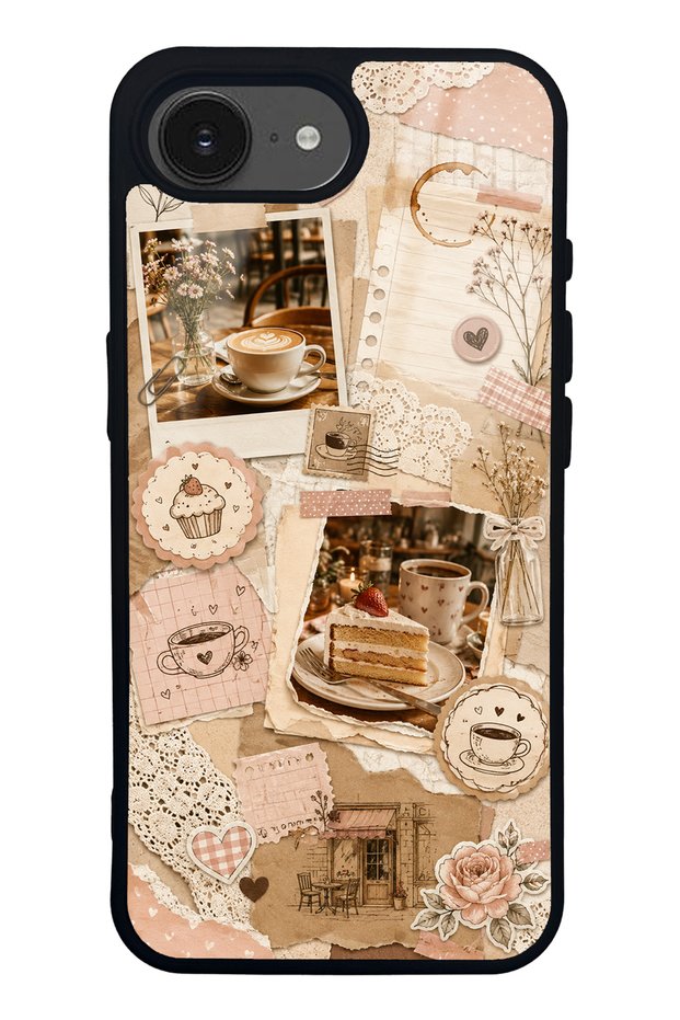 iPhone 16E Glossy Phone Case with Café Love Letters Design