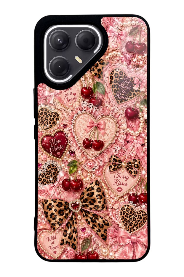 Tecno Pova 7 Pro Wild Cherry Coquette Design Glossy Phone Case