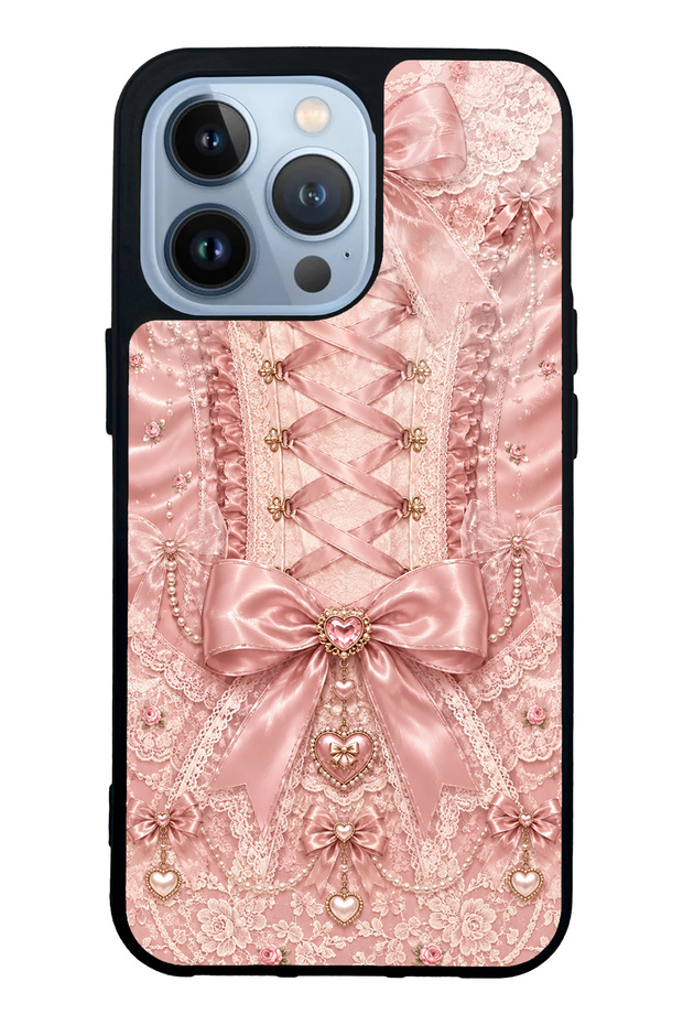 iPhone 13 Pro Pink Corset Coquette Design Glossy Phone Case