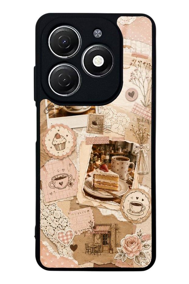 Tecno Spark 20 Glossy Phone Case with Café Love Letters Design