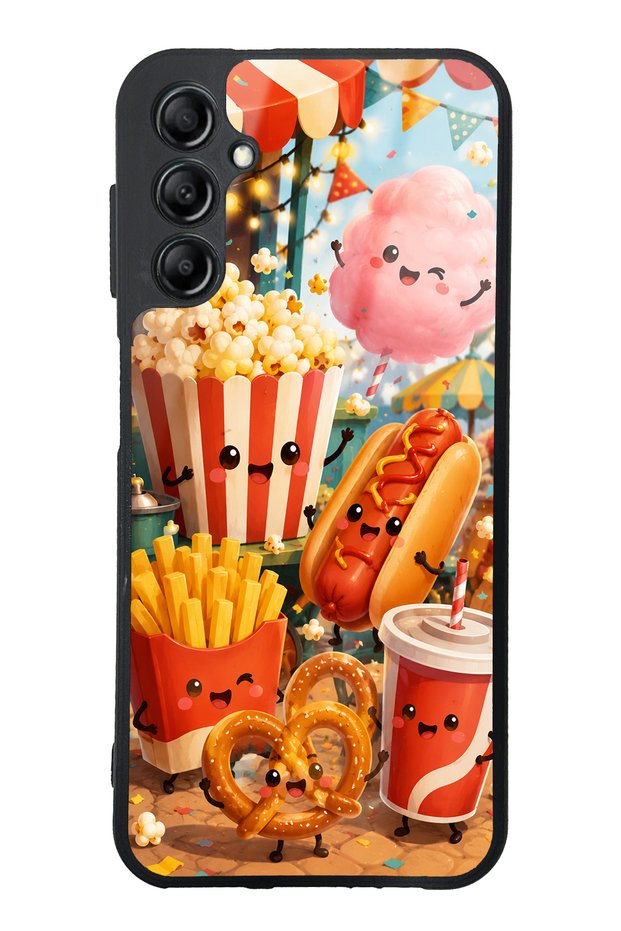 Samsung A14 Fun Food Party Design Glossy Phone Case