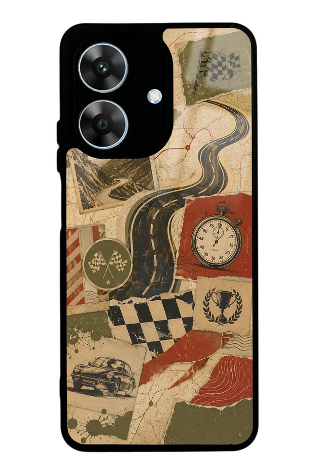 Realme Note 60 Glossy Phone Case with Retro Road Racing Design
