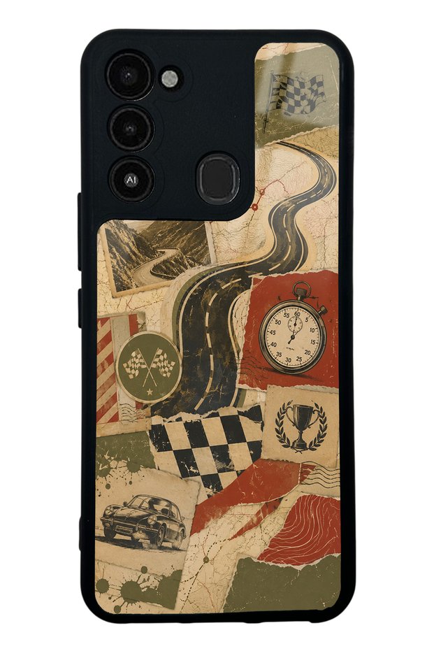 Tecno Spark 8C Glossy Phone Case with Retro Road Racing Design