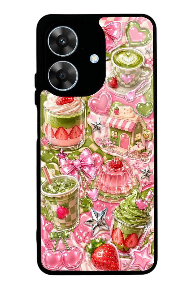 حافظة هاتف لامعة بتصميم Realme Note 60 Matcha Candy Club