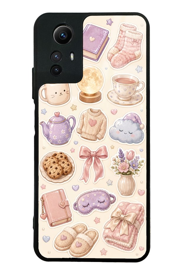 Xiaomi Redmi Note 12S Glossy Phone Case with Pastel Sleepover Design