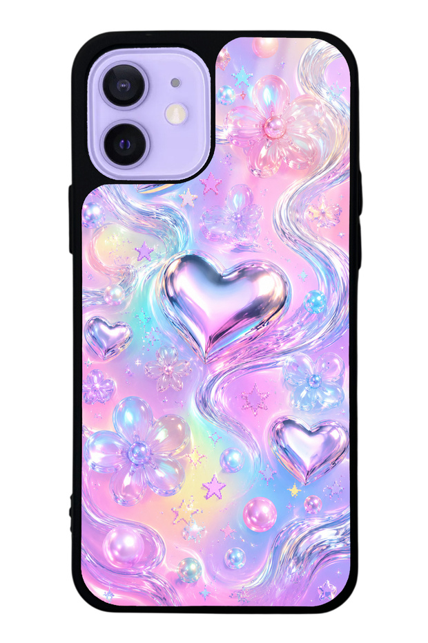 iPhone 12 Iridescent Love Design Glossy Phone Case