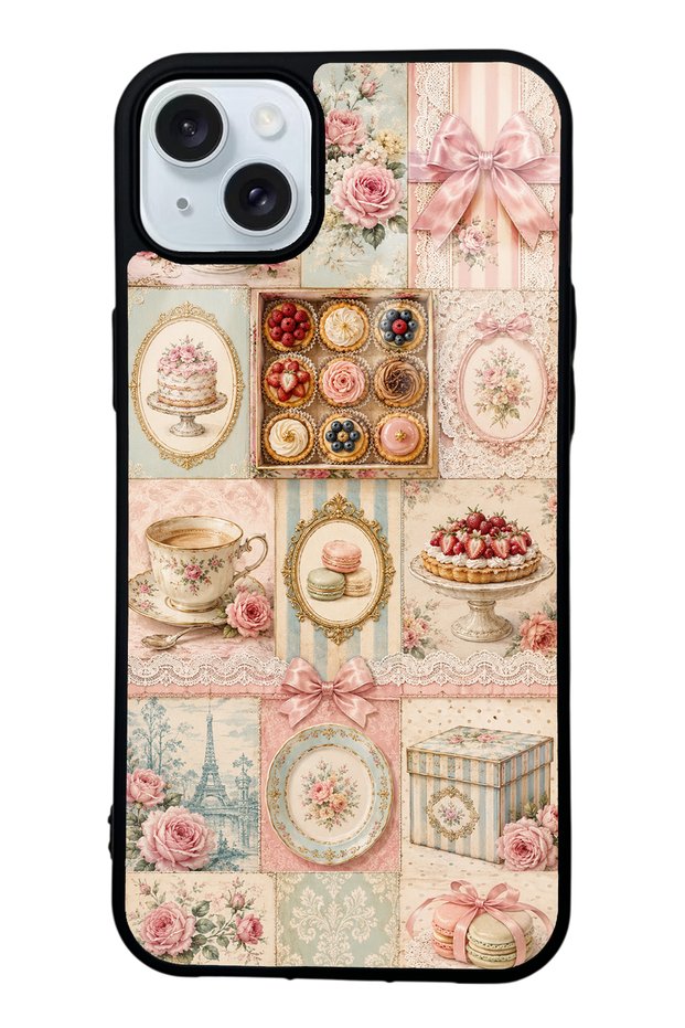 iPhone 15 Plus Parisian Sweet Quilt Design Glossy Phone Case