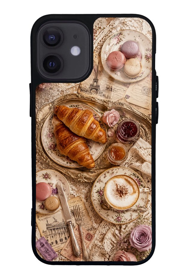 iPhone 12 Mini French Café Romance Design Glossy Phone Case