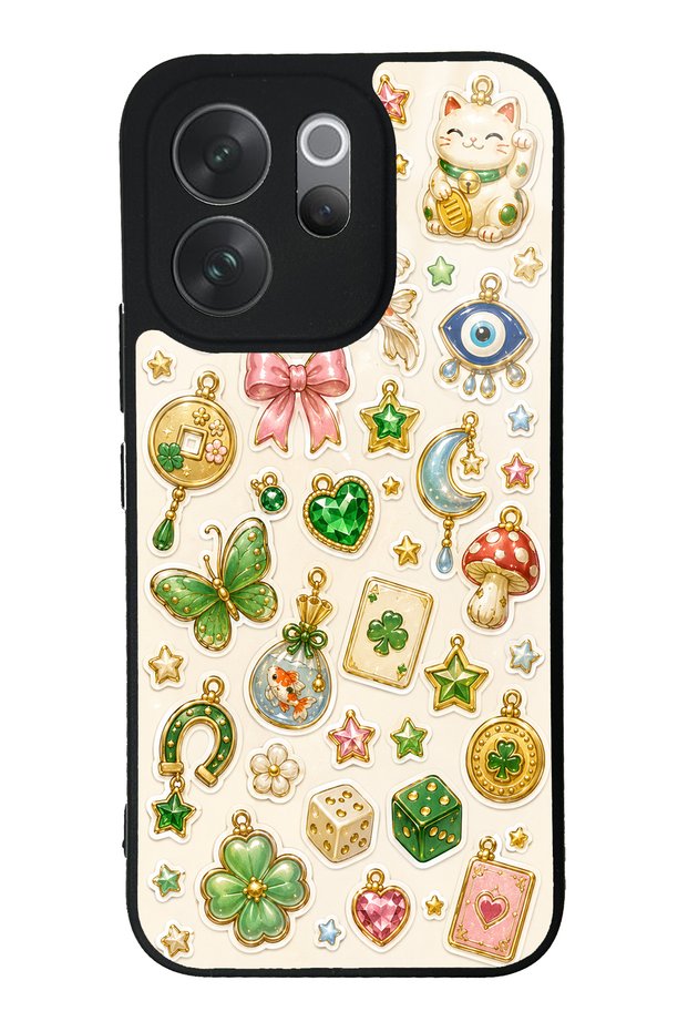 Vivo V70 Glossy Phone Case with Lucky Star Charms Design