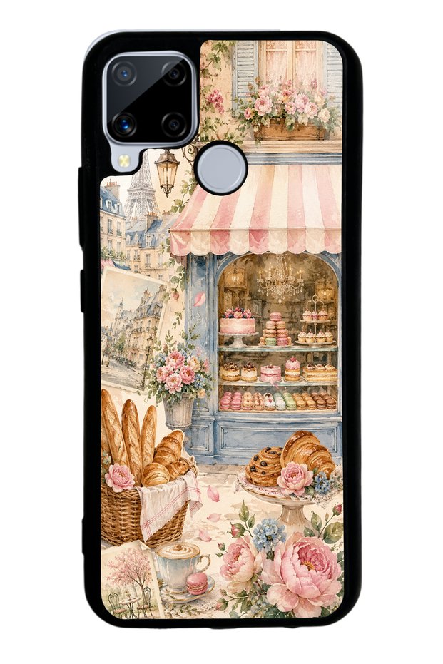 Realme C15 Paris Café Bloom Design Glossy Phone Case