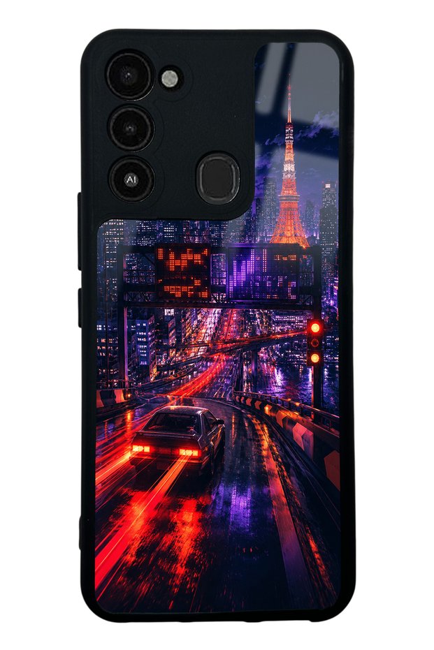 Tecno Spark 8C Neon Tokyo Nights Design Glossy Phone Case