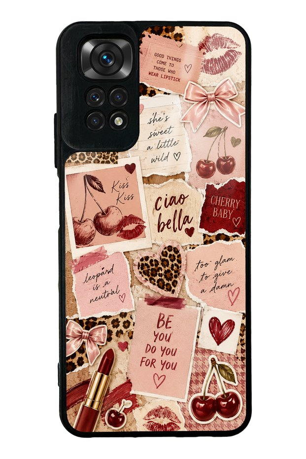 Xiaomi Redmi Note 11S Glossy Phone Case with Cherry Leopard Notes Design