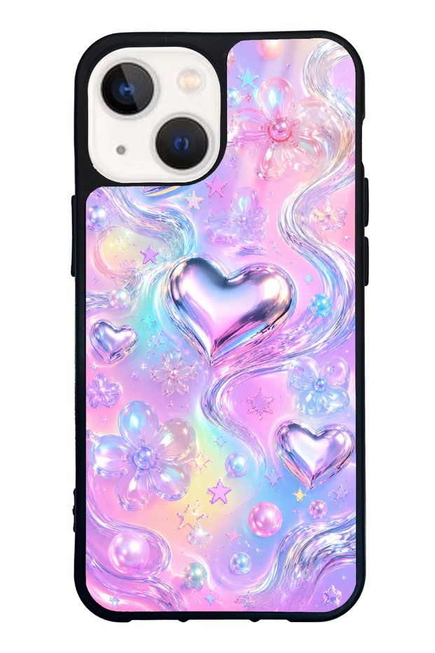 iPhone 13 Mini Iridescent Love Design Glossy Phone Case