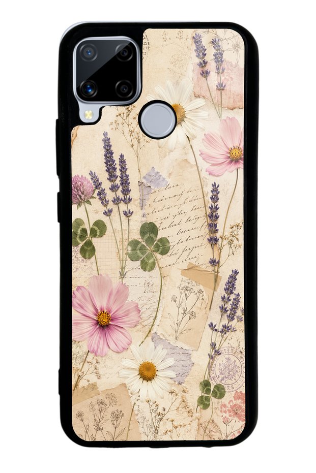 Realme C15 Glossy Phone Case with Wildflower Letters Design