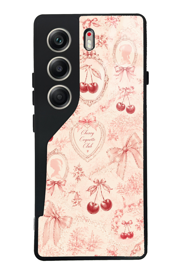 Tecno Camon 40 Cherry Coquette Toile Design Glossy Phone Case
