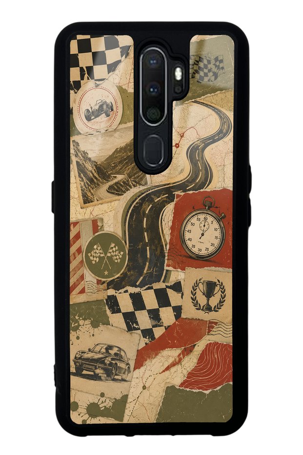 Oppo A5 2020 Glossy Phone Case with Retro Road Racing Design