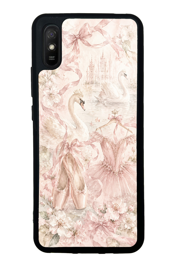 Xiaomi Redmi 9A Pink Swan Ballet Design Glossy Phone Case