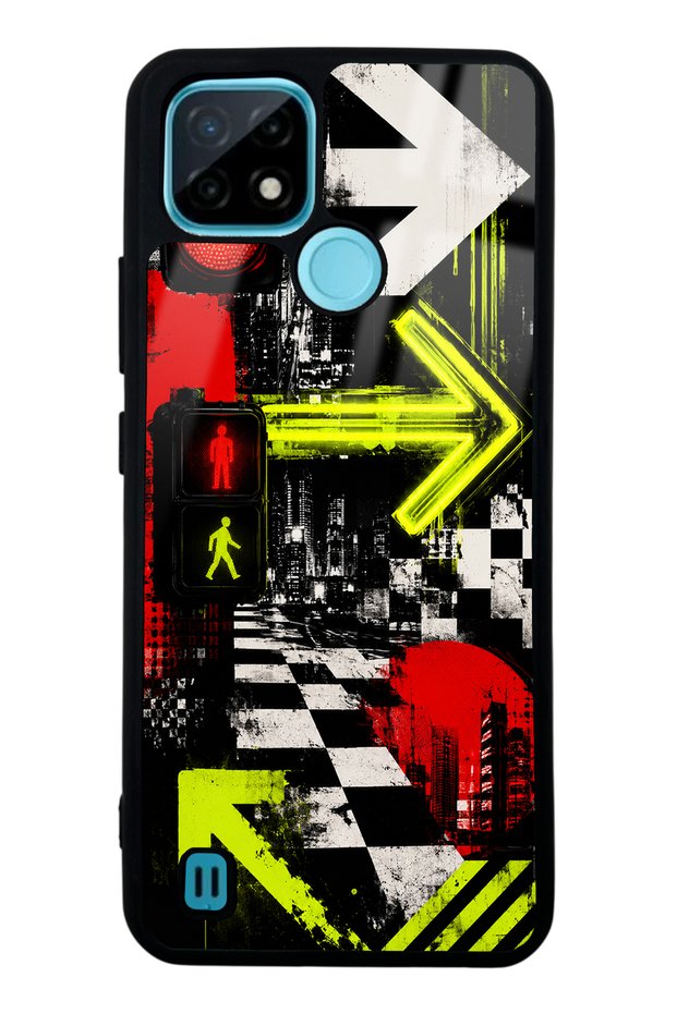 Realme C21 Glossy Phone Case with Neon District Design