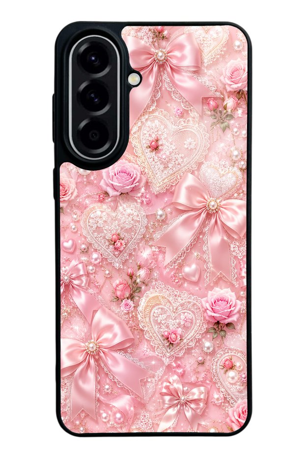 Samsung A57 Pink Lace Romance Design Glossy Phone Case