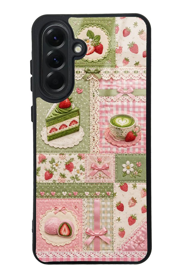 Samsung A56 Matcha Berry Quilt Design Glossy Phone Case