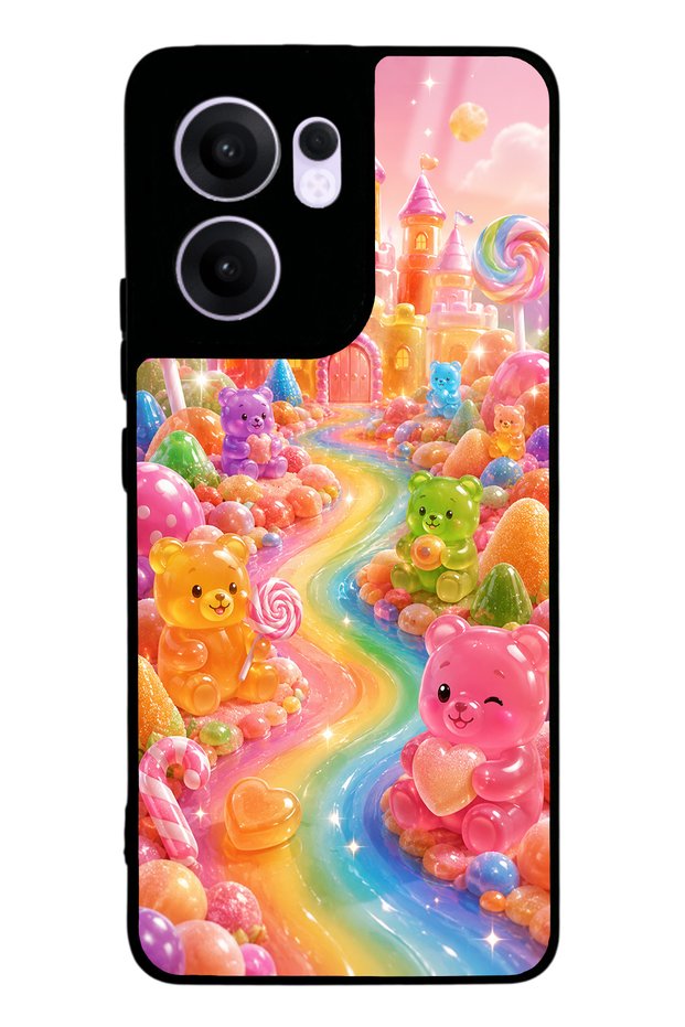 Oppo Reno 13F Jelly Bear Castle Design Glossy Phone Case