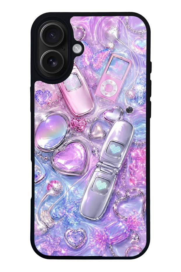 iPhone 16 Plus Chrome Heart Y2K Design Glossy Phone Case