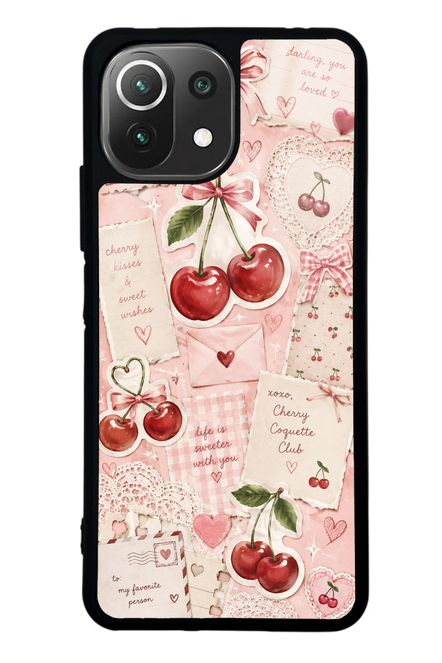 Xiaomi Mi 11 Lite Glossy Phone Case with Cherry Love Letters Design
