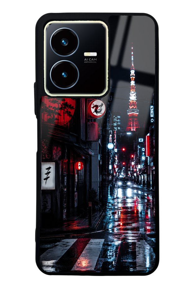 Vivo Y22S Glossy Phone Case with Midnight Tokyo Design