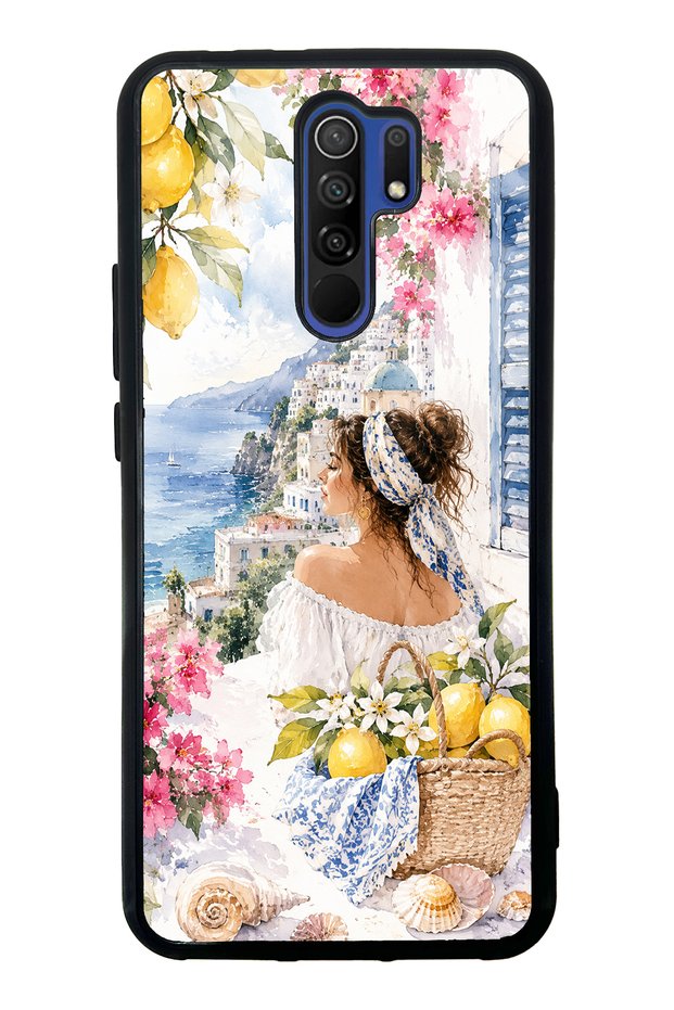 حافظة هاتف Xiaomi Redmi 9 بتصميم Positano باللون الأزرق اللامع