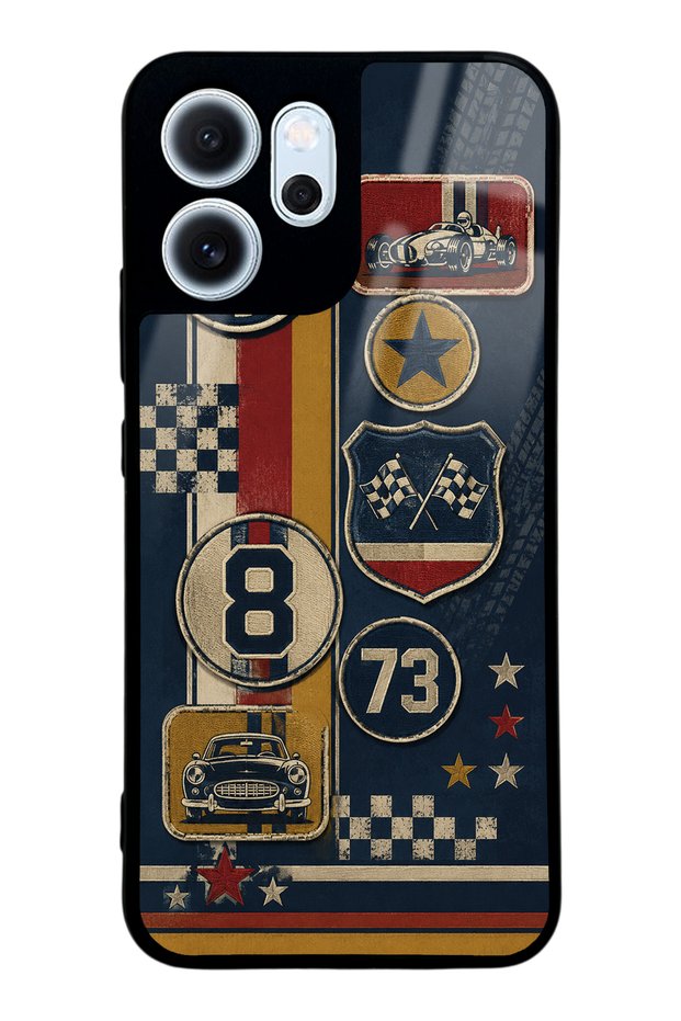 Oppo Reno 14F Old School Racing Design Glossy Phone Case