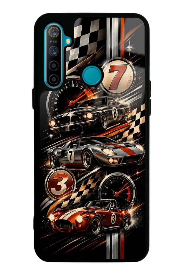 Realme 5I Glossy Phone Case with Retro Speed Icons Design
