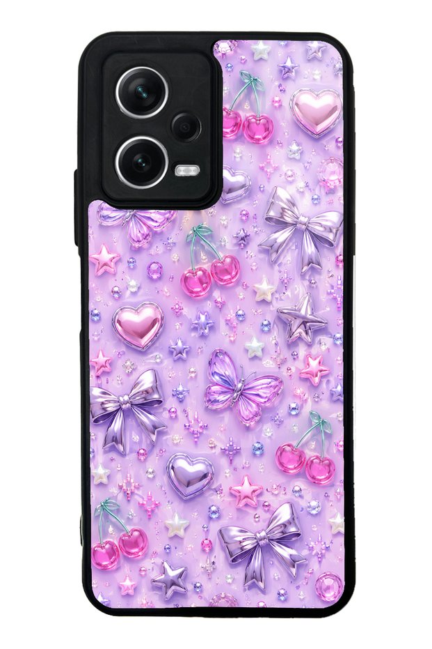 حافظة هاتف لامعة بتصميم Xiaom Redmi Note 12 5G Lilac Charm Pop