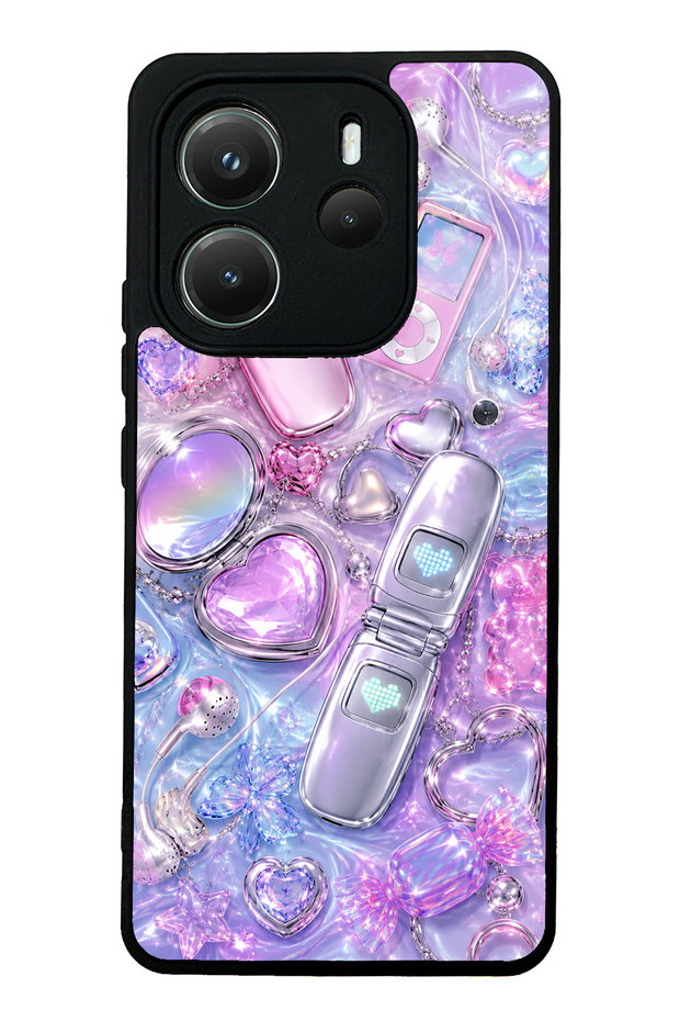 Xiaomi Redmi Note 14 4g Chrome Heart Y2K Design Glossy Phone Case
