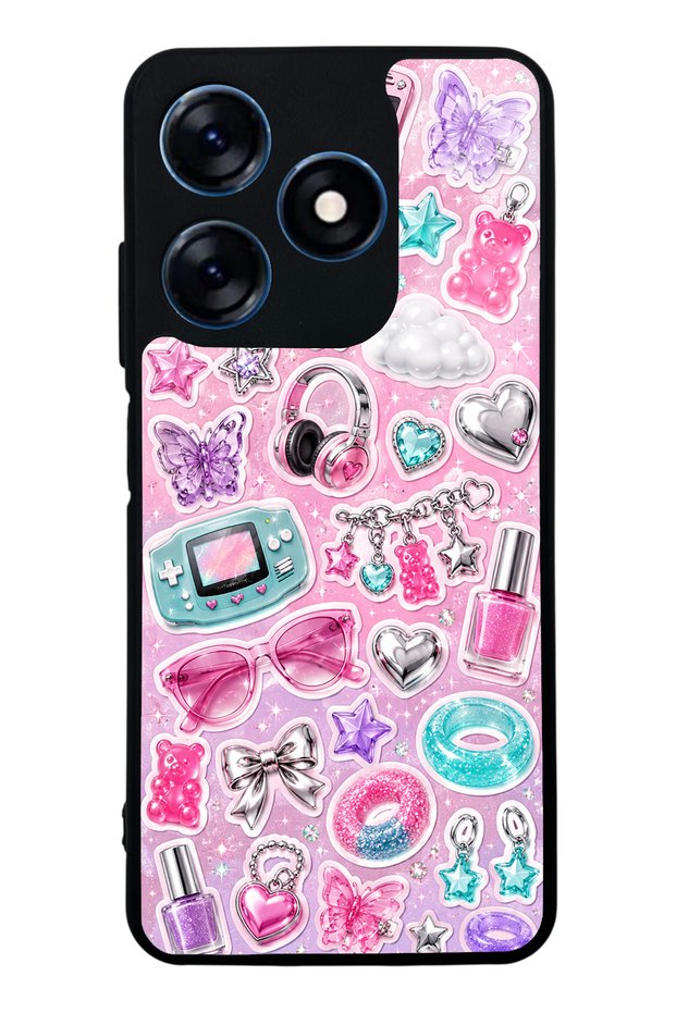 Tecno Spark 10 Y2K Sticker Dreams Design Glossy Phone Case