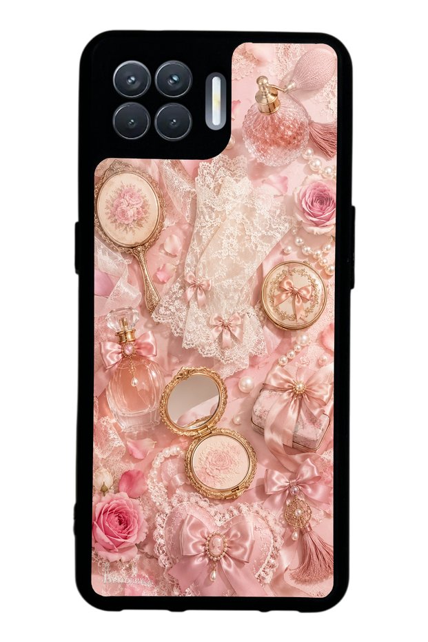 Oppo Reno 4 Lite Glossy Phone Case with Vintage Rose Vanity Design