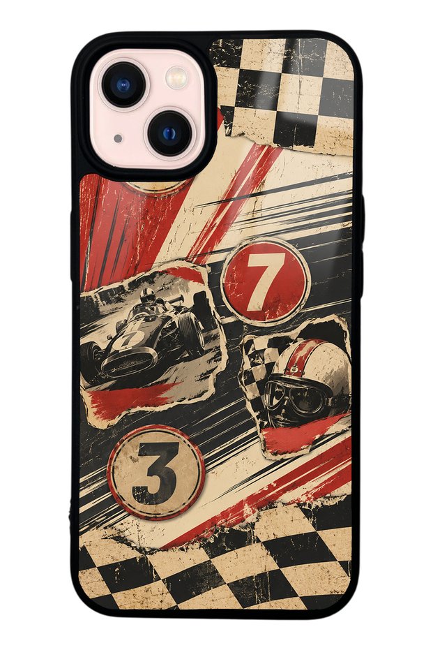 iPhone 13 Retro Racing No. 7 Design Glossy Phone Cases
