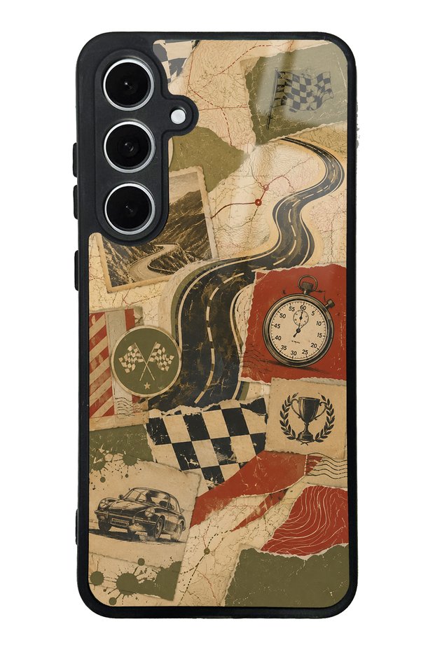 Samsung S24 Fe Retro Road Racing Design Glossy Phone Case