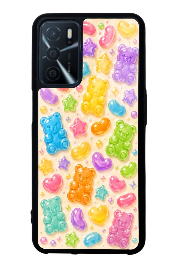 Oppo A16 Sweet Bear Jelly Design Glossy Phone Case