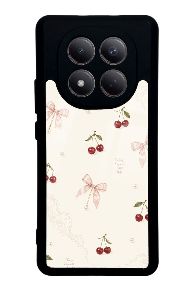 Xiaomi Redmi Note 15 5g Glossy Phone Case with Cherry Pearl Lace Design