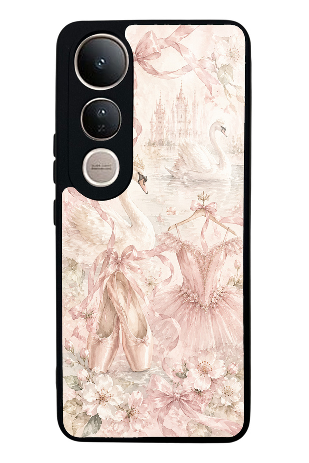 Vivo V50 Lite Pink Swan Ballet Design Glossy Phone Case