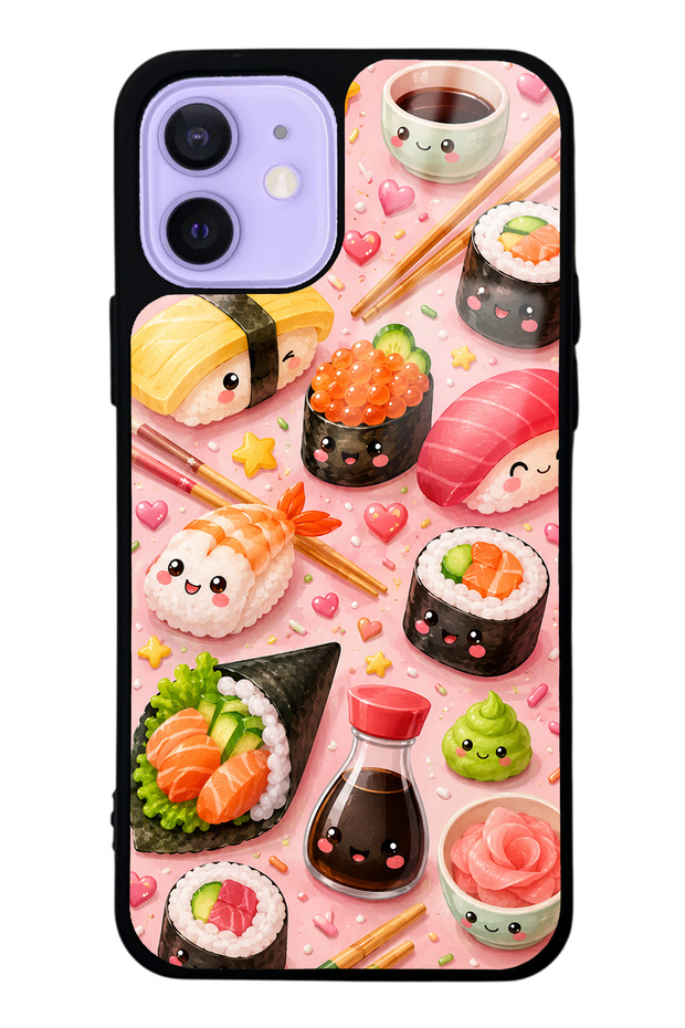 iPhone 12 Sushi Love Club Design Glossy Phone Case