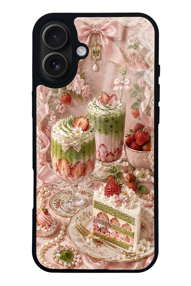 iPhone 16 Plus Berry Matcha Dream Design Glossy Phone Case