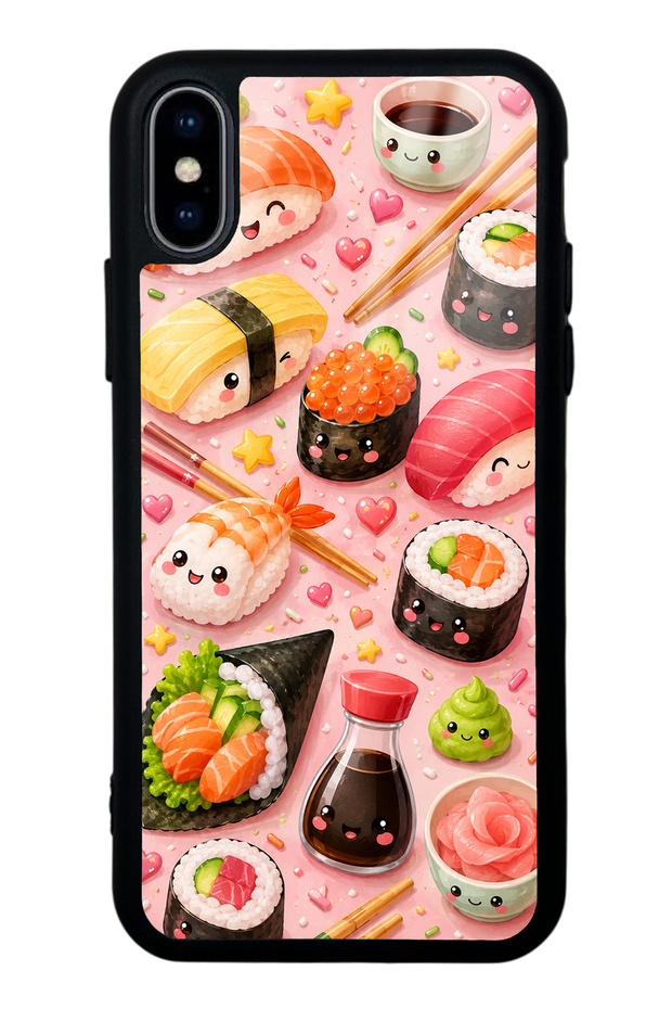 iPhone XS Max Sushi Love Club Design Glossy Phone Case