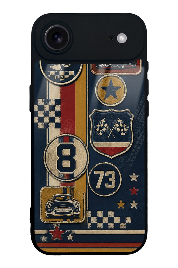 iPhone 17 Air Old School Racing Design Glossy Phone Case