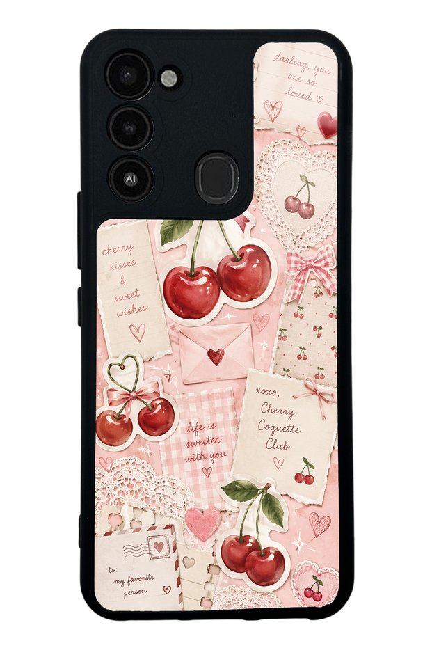 Tecno Spark 8C Glossy Phone Case with Cherry Love Letters Design