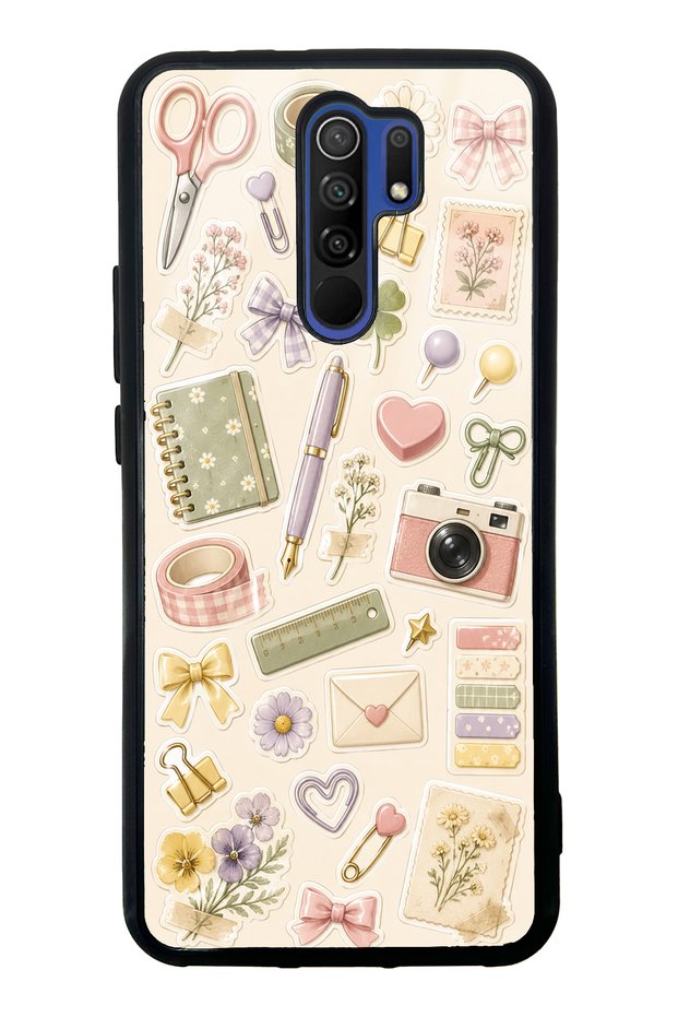 حافظة هاتف Xiaomi Redmi 9 بتصميم ملاحظات زهرية لامعة