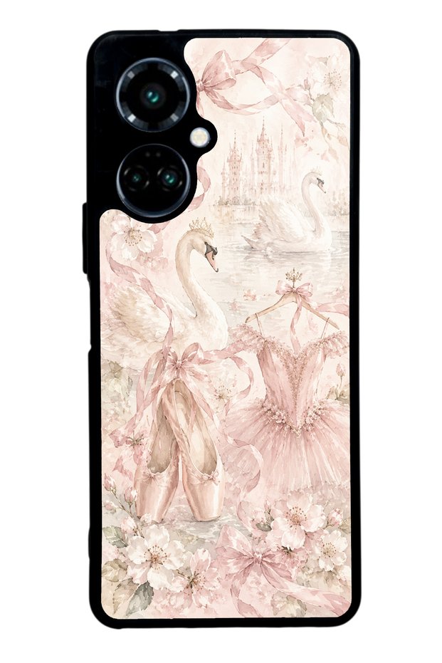 Tecno Camon 19 Pink Swan Ballet Design Glossy Phone Case