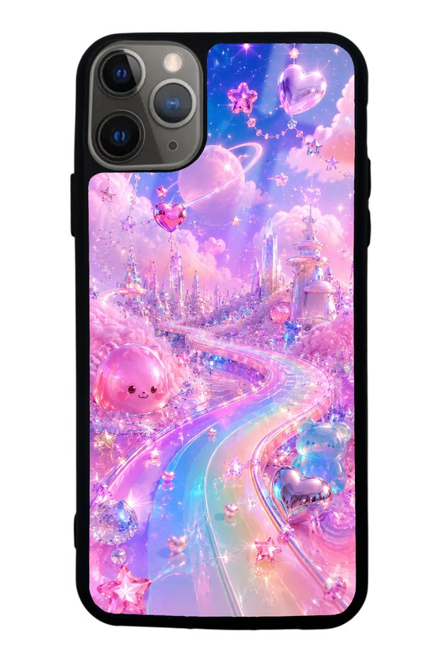 iPhone 11 Pro Max Crystal Heart City Design Glossy Phone Case